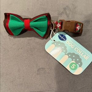 Blueberry Pet Christmas Party Fair Isle Polyester Dog Collar w/ Removable Bow